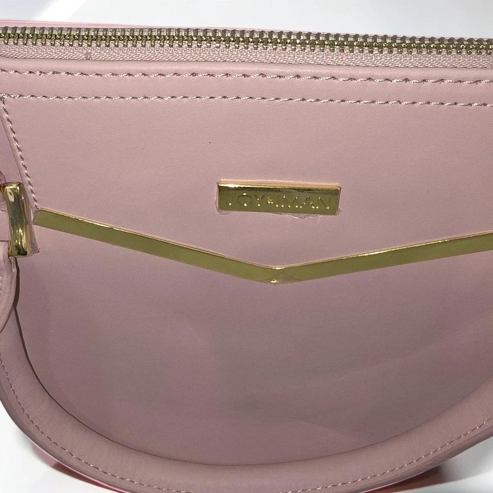 Joy & Iman Leather Satchel + Crossbody Clutch Stone Taupe Pink NWT